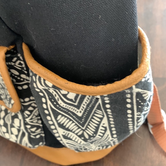 Super cute Boho cotton leather backpack - Picture 6 of 7